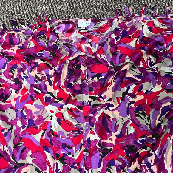 Loose Flowy Button Up Blouse with Cutout Sleeves by Devlin - Picture 3 of 5